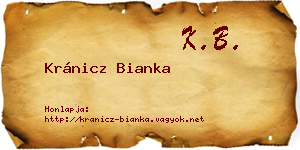 Kránicz Bianka névjegykártya